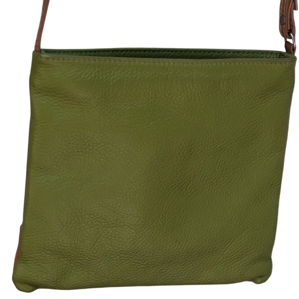 I Medici Firenze Green Brown Italian Leather Crossbody Messenger Bag Small - Picture 5 of 5